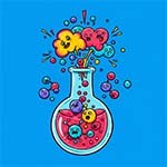 chemical reaction in a flask.